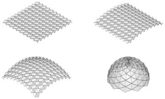 Plate, vault, shell and half-sphere made by Miura-ori cell